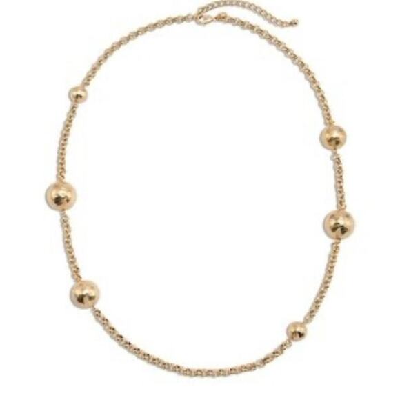 Chicos Maye Long Necklace Goldtone Metal Large Hammered Balls on
Chain 40" - Picture 1 of 14